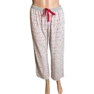 Cuddl Duds Pajama Bottoms Medium Snowflakes Winter Tie Waist Comfy Cabin Core